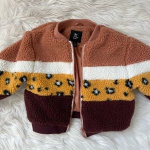 Toddler girl leopard fleece bomber jacket